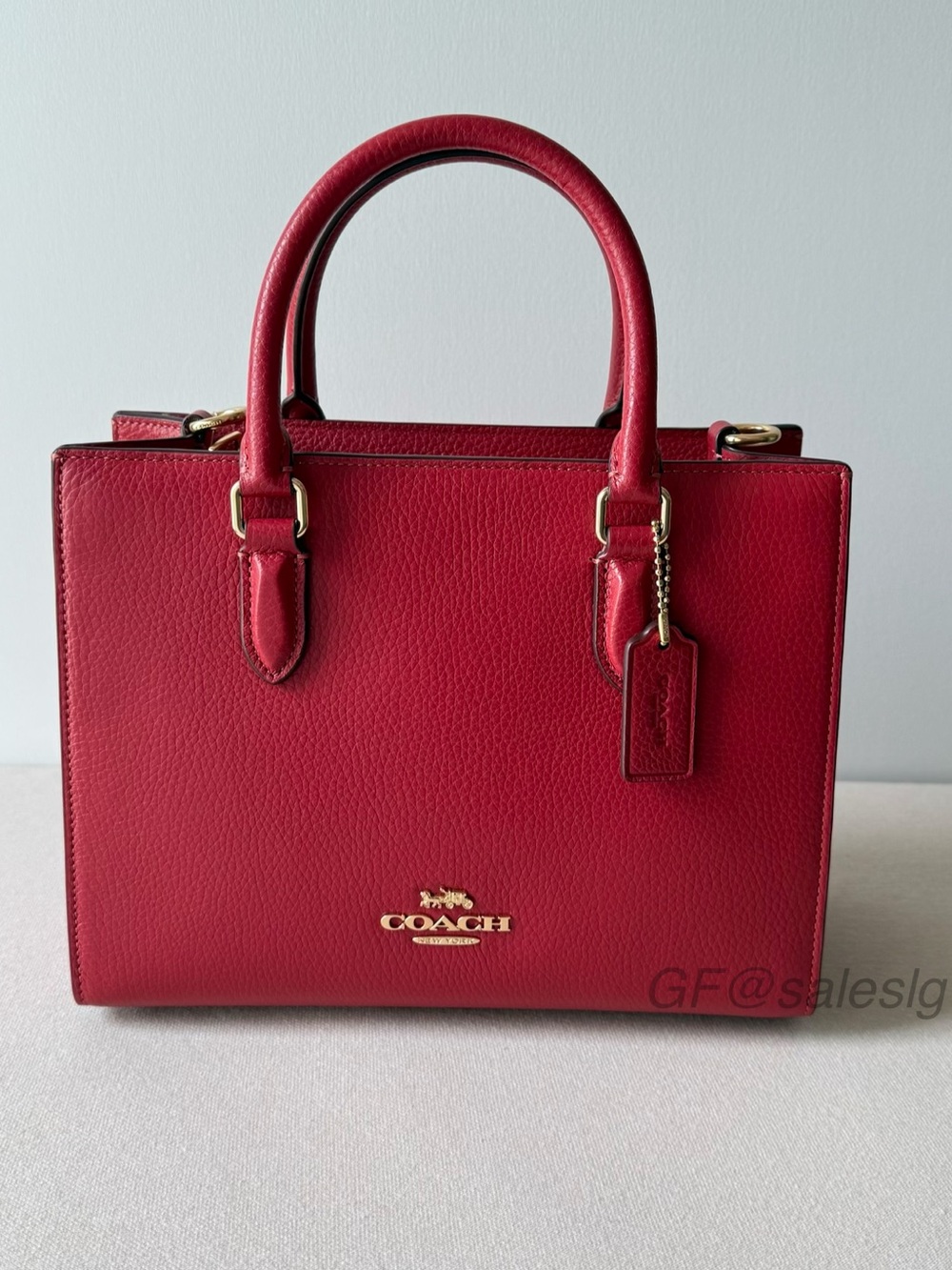 NWT Coach Maggie Small Tote Bag Crossbody Gold/ True Red CY668